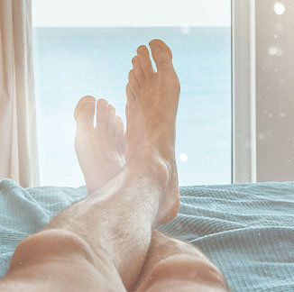 woman relaxing bare foot